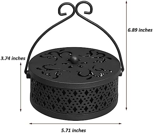 Portable Mosquito Incense Holder Box with Lid and Handle Black