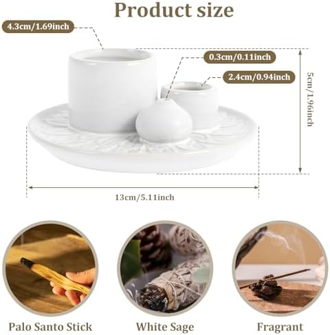 Ceramic Palo Santo Sticks Holder 4 in 1 Burner Tray