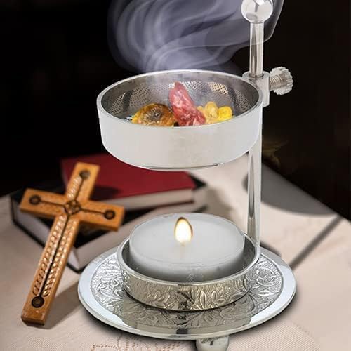 Brass Incense Resin Burner with Handle - 5 Inch Height