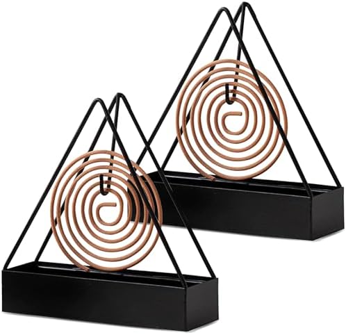 2 Pcs Black Iron Mosquito Coil Holder Ash Catcher Decor