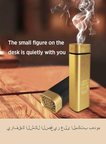 Portable Mini Incense Burner with USB Rechargeable Diffuser Gold Finish