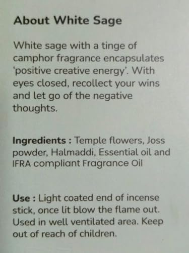 White Sage Incense Sticks - 80 Pack Charcoal Free Upcycled Flower Made Cleansing Protection
