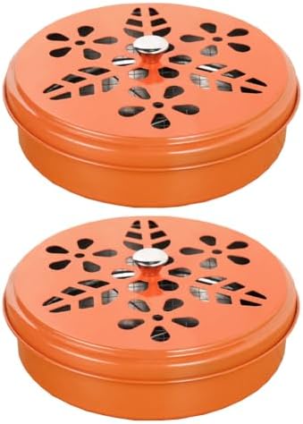 2 Pieces Portable Mosquito Coil Holder with Lid Windproof Sandalwood Incense Burner for Home Office Camping Outdoor