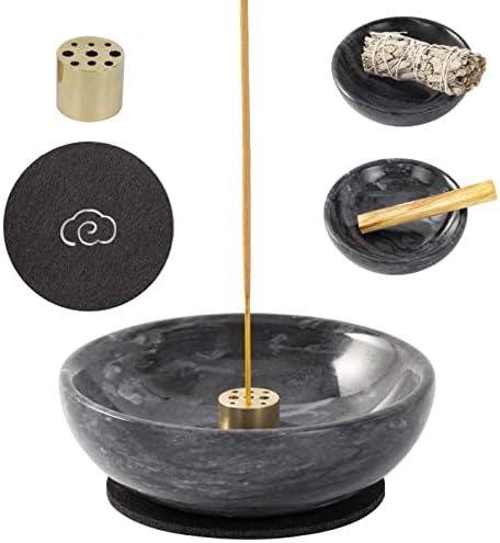Natural Marble Incense Holder with 9 Holes - Black
