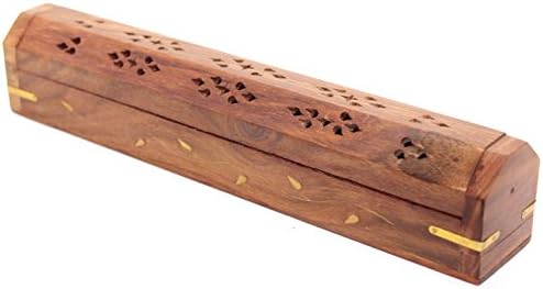 Govinda Wooden Incense Burner with Brass Inlays and Storage Compartment