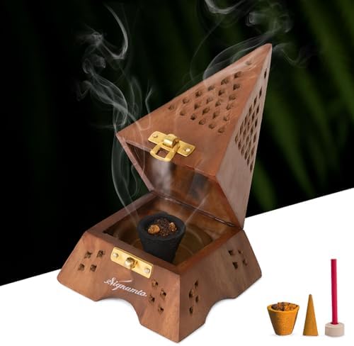SIGNAMIO Wooden Incense Holder Dhoop Stand Pooja Room Decor