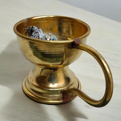 Traditional Brass Dhoop Dani with Handle 5 Inch Incense Holder