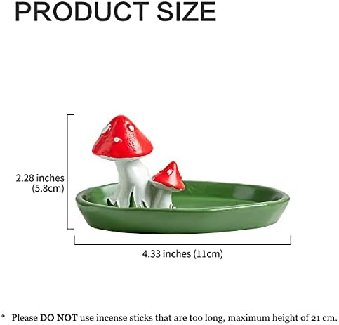 Cute Mushroom Incense Holder with 30 Sticks Natural Design Green