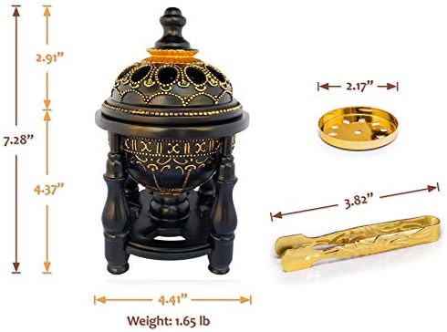 AM Charcoal Incense Burner - 4 Pillar Bakhoor Oud Holder