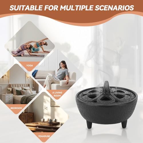 Gsycle Incense Burner Cast Iron Lotus Shape Censer With Lid