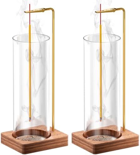 Incense Stick Holder with Glass Ash Catcher 2 Pack