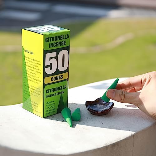 50 Pcs Citronella Incense Cones with Burning Dish