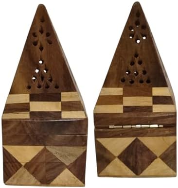 Wooden Temple Incense Cone Burner with Jointed Design