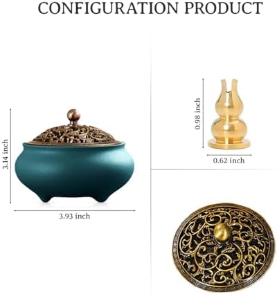 Coil Incense Burner with Fireproof Pad and Alloy Lid