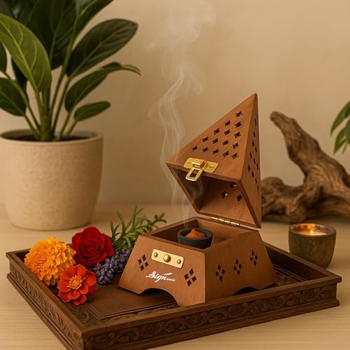 SIGNAMIO Wooden Incense Holder Dhoop Stand Pooja Room Decor