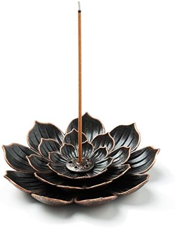 GARMOLY Brass Lotus Incense Stick Holder with Detachable Ash Catcher