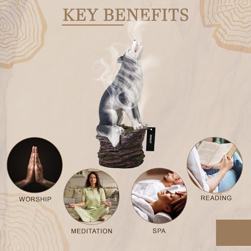 Hosley Resin Wolf Incense Burner 12 Inch