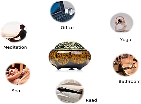 LamDawn Incense Burner with Calabash Holder - Kiln-Colored Yellow Porcelain