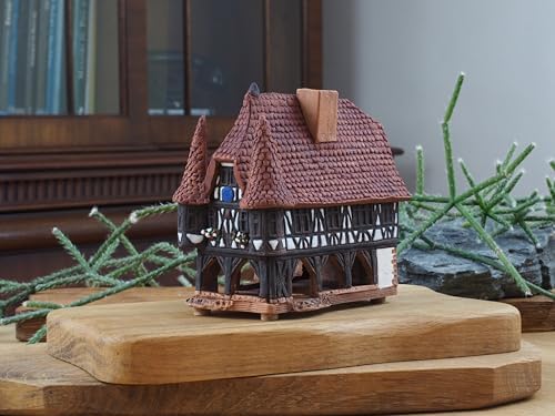 Midene Ceramic Art Cone Incense Holder Handmade Collectible Miniature Town Hall Michelstadt Germany