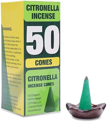 50 Pcs Citronella Incense Cones with Burning Dish