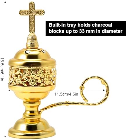 Yawlsow Gold Incense Burner with Cross Design