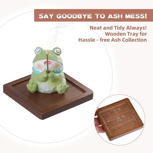Lionpower Resin Frog Incense Holder with Burner and Ash Catcher