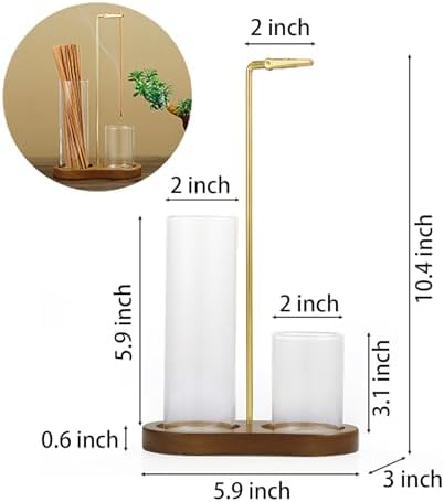 2 in 1 Incense Holder with Glass Ash Catcher and Organizer for Meditation and Home Decor