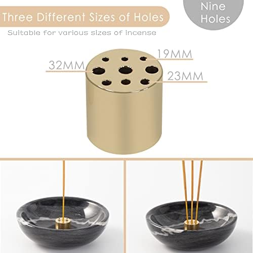 Natural Marble Incense Holder with 9 Holes - Black