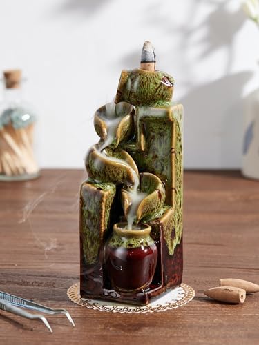 Unique Cascading Basins Incense Holder with Backflow Cones