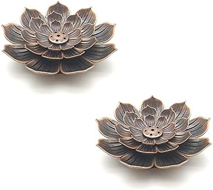 2 Pack Lotus Shaped Incense Holders Sandalwood Burner Stick Censer for Home Yoga Studios and Buddhist Temples