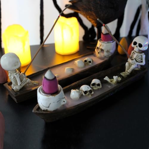 Gothic Skeleton Ship Incense Burner Holder