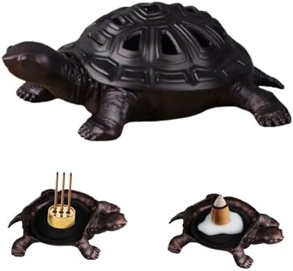 Vintage Metal Turtle Incense Burner with Stick Holder