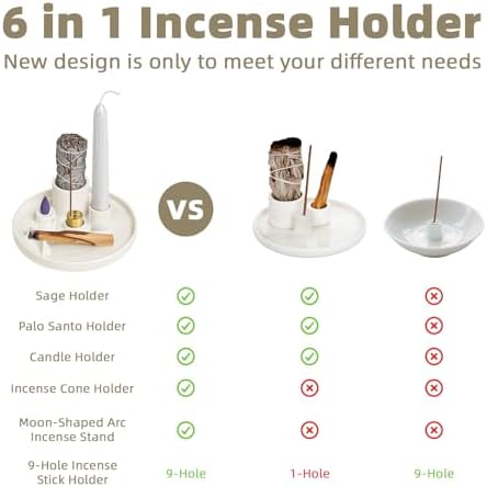 WhiteRhino 6-in-1 Ceramic Incense Burner With Ash Tray