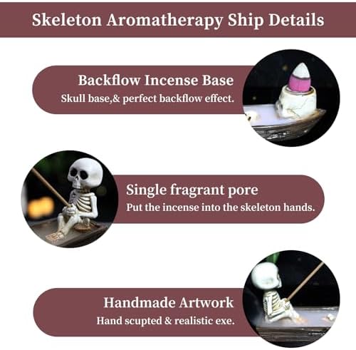 Gothic Skeleton Ship Incense Burner Holder