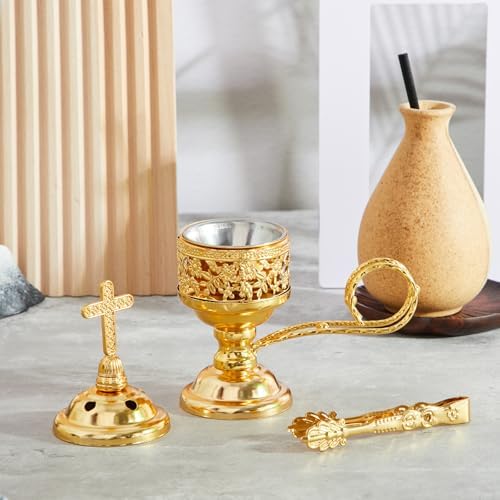 Zonon 2 Incense Burners with Tongs Gold