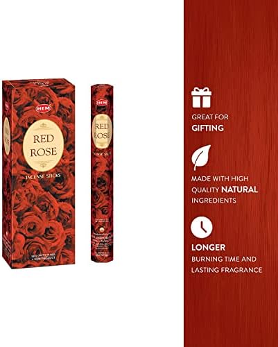 HEM Red Rose Incense Sticks 120 Count 6 Boxes