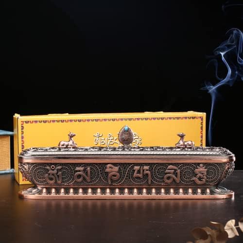 Red Bronze Incense Holder for Sticks - Decor and Burner with Ash Catcher