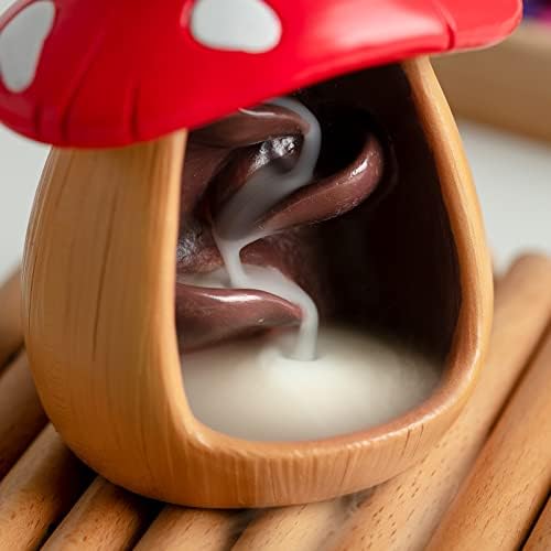 Cute Mushroom Incense Holder with 60 Cones Brown