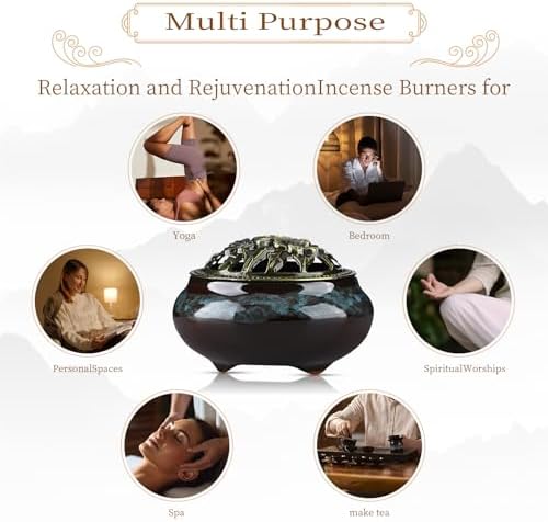 Handmade Ceramic Incense Burner with Metal Lid - Fambe Blue