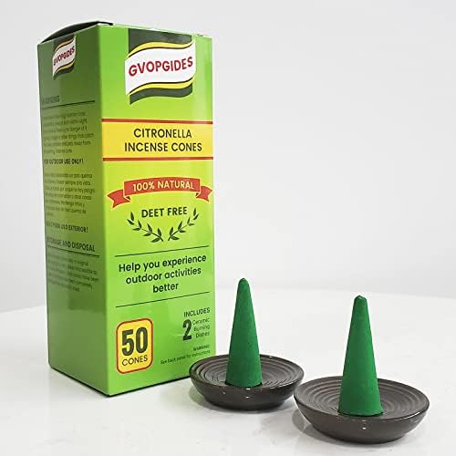 Citronella Incense Cones 50pcs with 2 Ceramic Dishes
