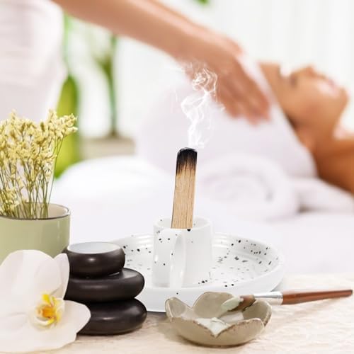 HOMSFOU Ceramic Candle Holder Incense Stick Holder Desktop Decor Modern Style