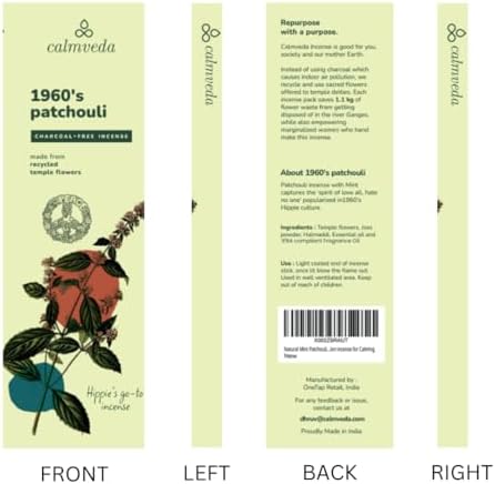1960s Patchouli Incense Sticks Pack - 80 Sticks Charcoal Free