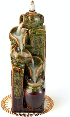 Unique Cascading Basins Incense Holder with Backflow Cones