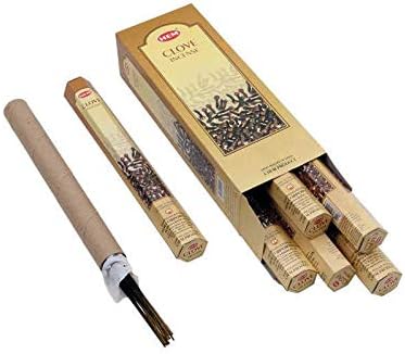 HEM Clove Incense Box of Six 20 Stick Hex Tubes