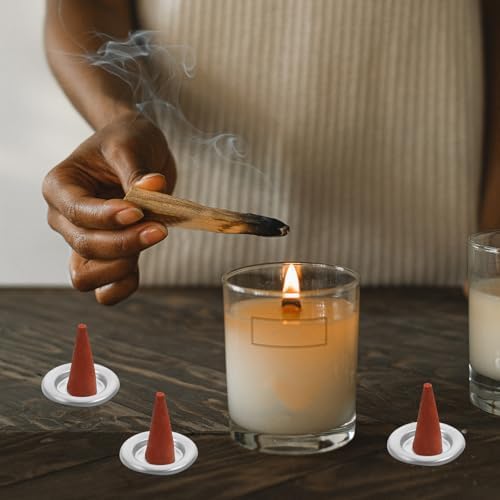 STOBAZA 50pcs Metal Incense Cone Tray for Bedroom Yoga Studio and Sauna Decor