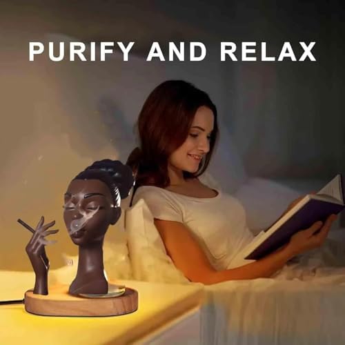 Elegant Black Woman Incense Burner Head with Serene Smoke Flow