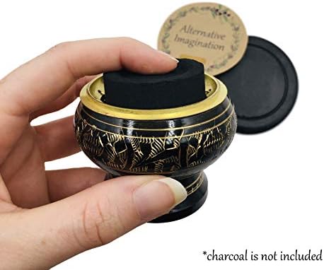 Black Brass Incense Holder - 2 Inch Tall for Resin Cones Meditation