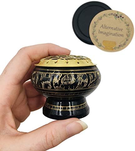 Black Brass Incense Holder - 2 Inch Tall for Resin Cones Meditation