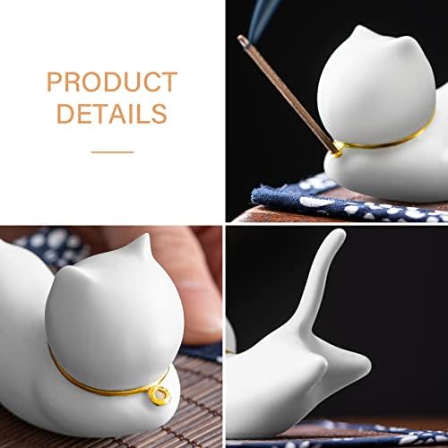 Essen Life Cat Incense Holder Set with 30 Sticks and Bamboo Mat
