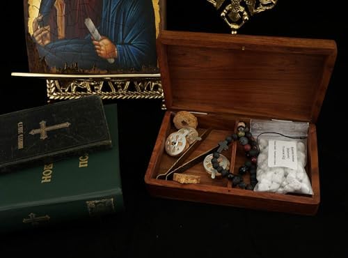 Keepsake Incense Storage Box with Hinged Lid and Metal Cross 1